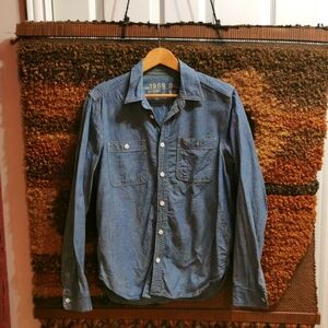 Classic cotton denim blue button up Gap